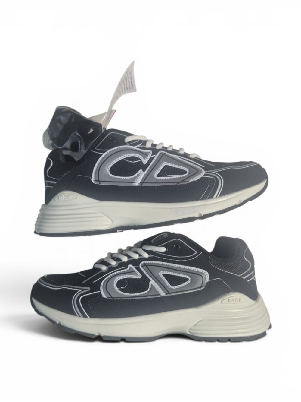 Dior B30s Black & White Reflective Low top Sneakers Size 43EU